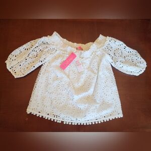 Lilly Pulitzer Raylee White Eyelet Top Size M Off Shoulder